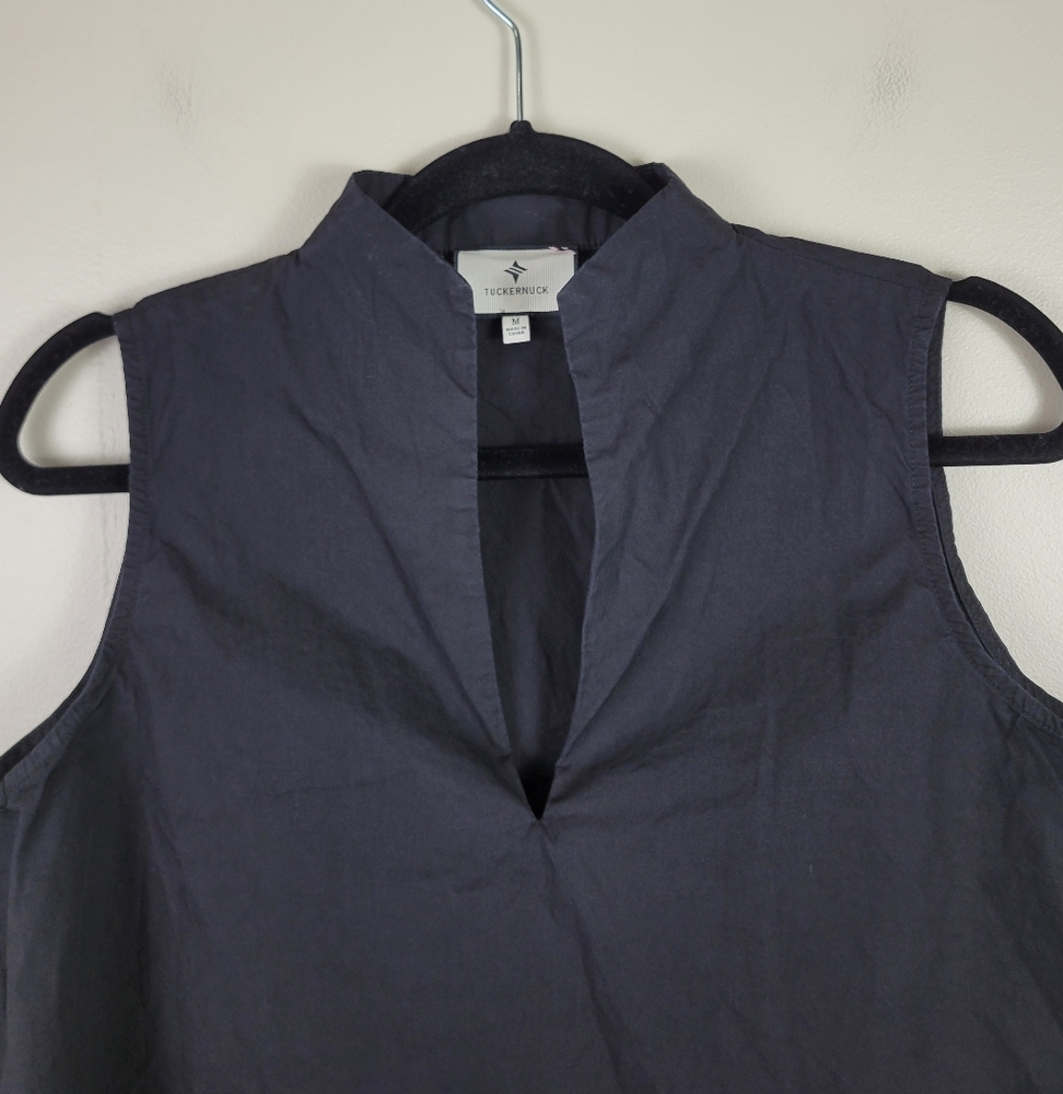 Tuckernuck Solid Black Cotton Sleeveless Celeste V Neck Top - Picture 7 of 12